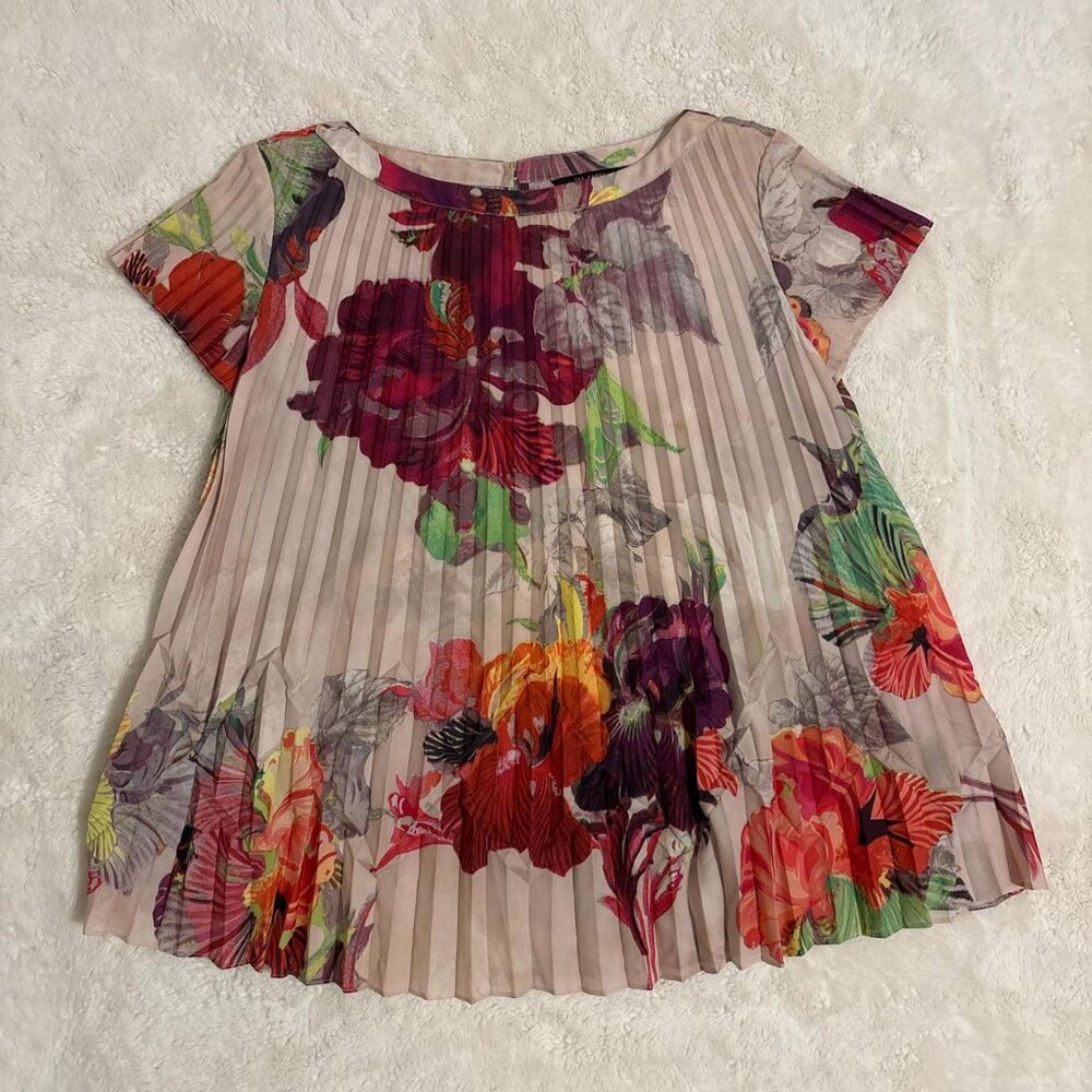 Ted Baker Pleated Floral Blouse size S